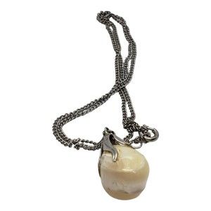 Vintage Stone w/Silver-Tone Claw Like Setting Pendant Necklace 8.5" Drop